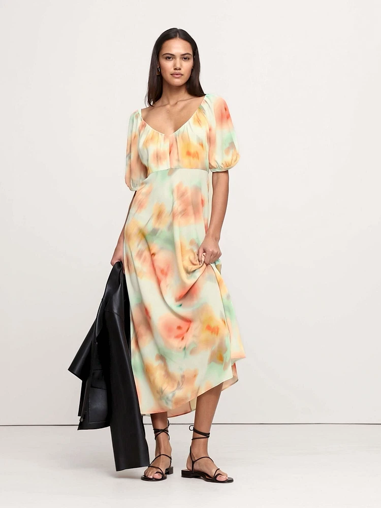 Crepe V-Neck Maxi Dress