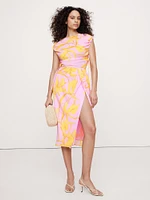 Stretch-Crepe Open-Back Midi Dress
