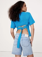 Cotton Open-Back Sweater Top