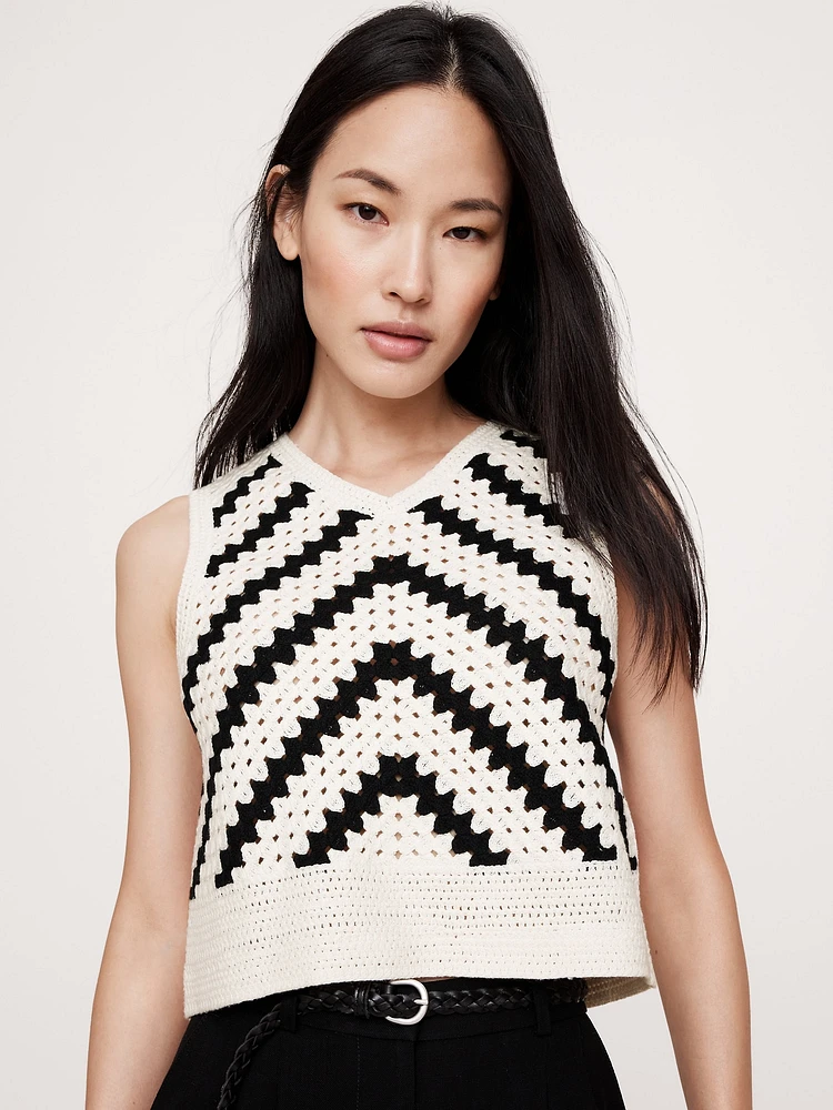 Embroidered Cotton Crochet Top