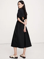 Cotton Poplin Open-Back Shirt Dress