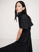 Cotton Poplin Open-Back Shirt Dress