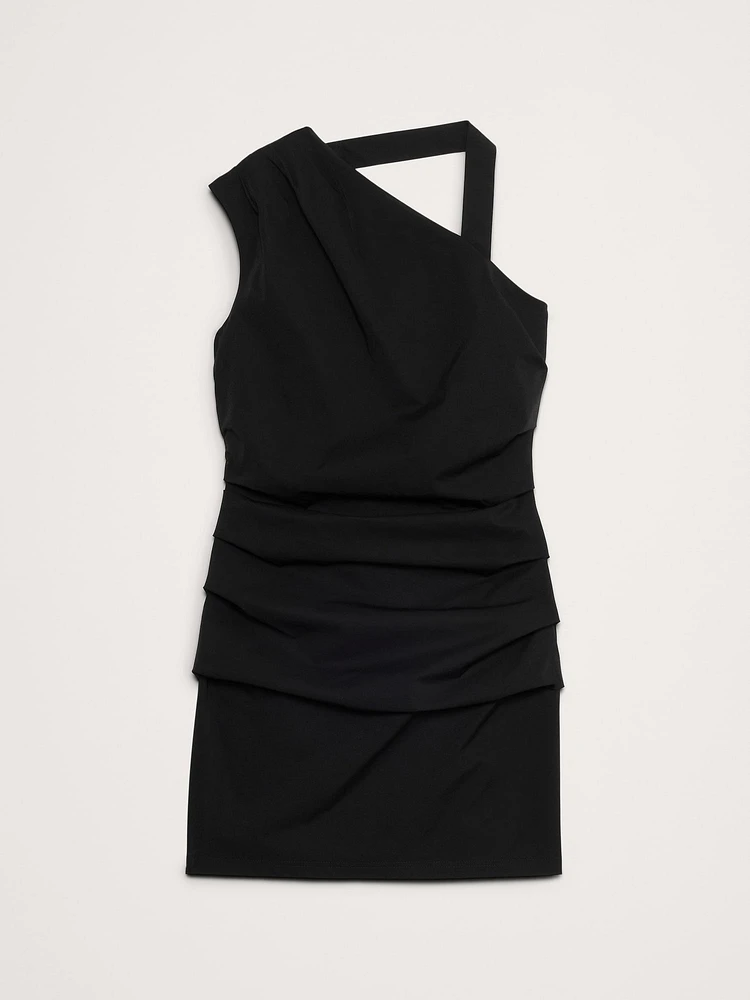 Tech-Stretch Ruched Mini Dress