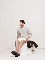 Cotton-Linen Blend Crew-Neck Sweater