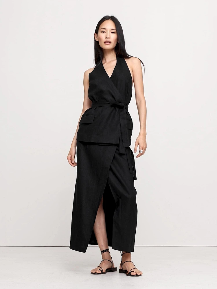 Linen Halter Wrap Tunic