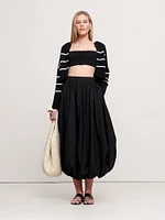 Cotton Poplin Bubble-Hem Maxi Skirt