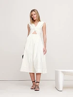 Mixed-Media Cut-Out Midi Dress