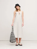 Linen Keyhole Midi Dress