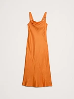 Draped Viscose-Linen Maxi Dress