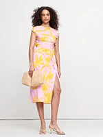 Stretch-Crepe Open-Back Midi Dress