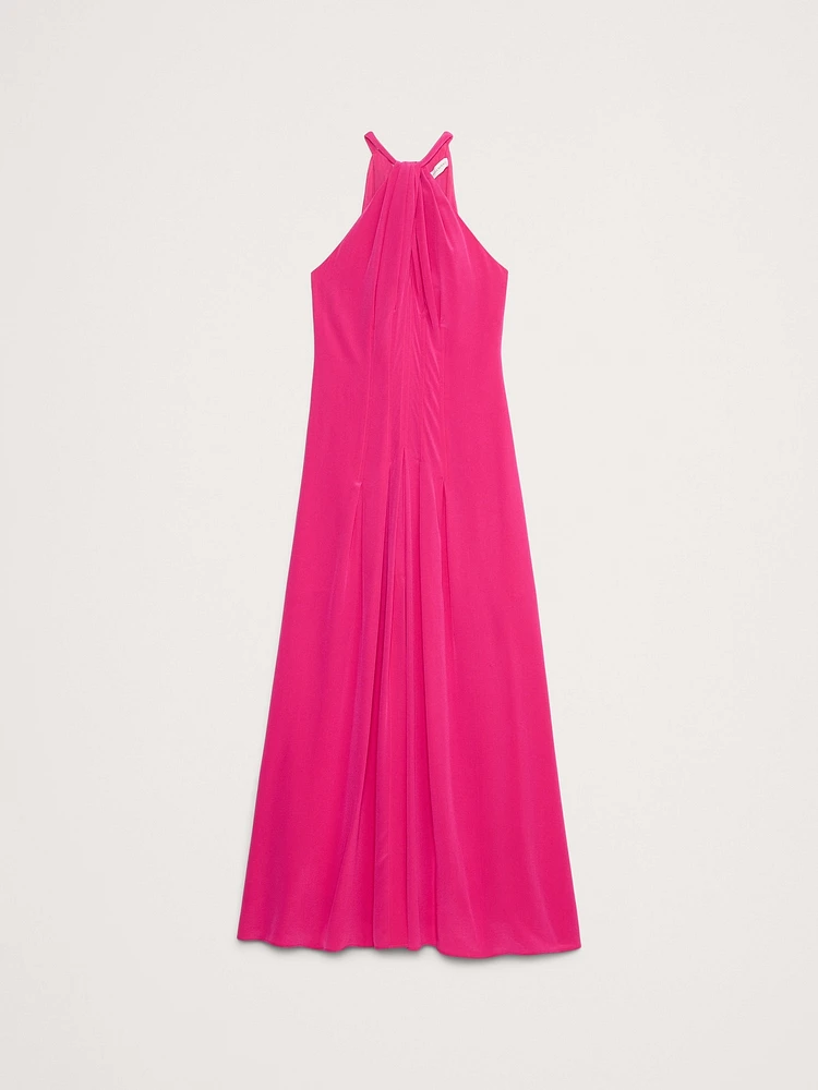 Matte Silk Halter Maxi Dress