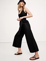 Linen Belted Wide-Leg Jumpsuit