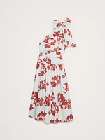 Stretch-Cotton Poplin One-Shoulder Drop-Waist Maxi Dress