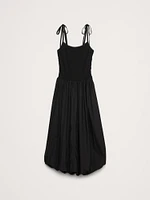 Mixed Media Bubble-Hem Maxi Dress