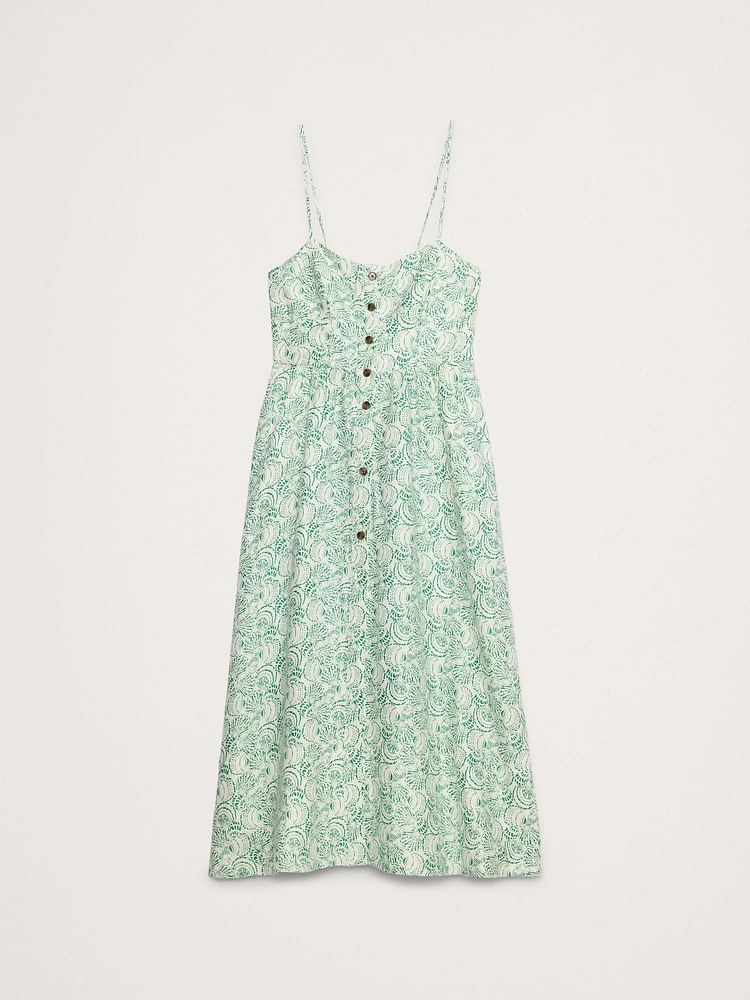 Linen Corset Long Midi Dress