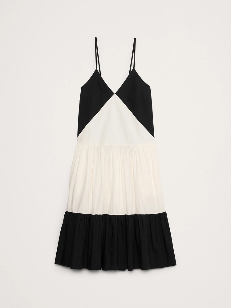 Cotton Poplin Tiered Midi Dress