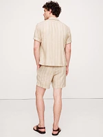 7" Stripe Linen-Viscose Pull-On Short