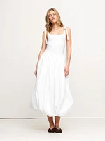Mixed Media Bubble-Hem Maxi Dress