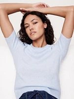 Lightweight Cashmere Short-Sleeve Sweater