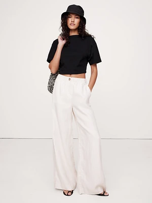 Cotton Cropped Keyhole-Back Top