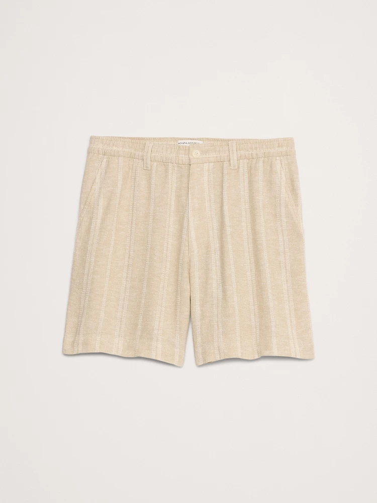 7" Stripe Linen-Viscose Pull-On Short