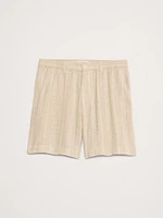 7" Stripe Linen-Viscose Pull-On Short