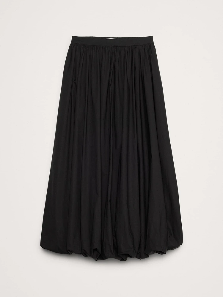 Cotton Poplin Bubble-Hem Maxi Skirt