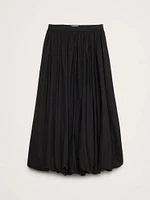 Cotton Poplin Bubble-Hem Maxi Skirt