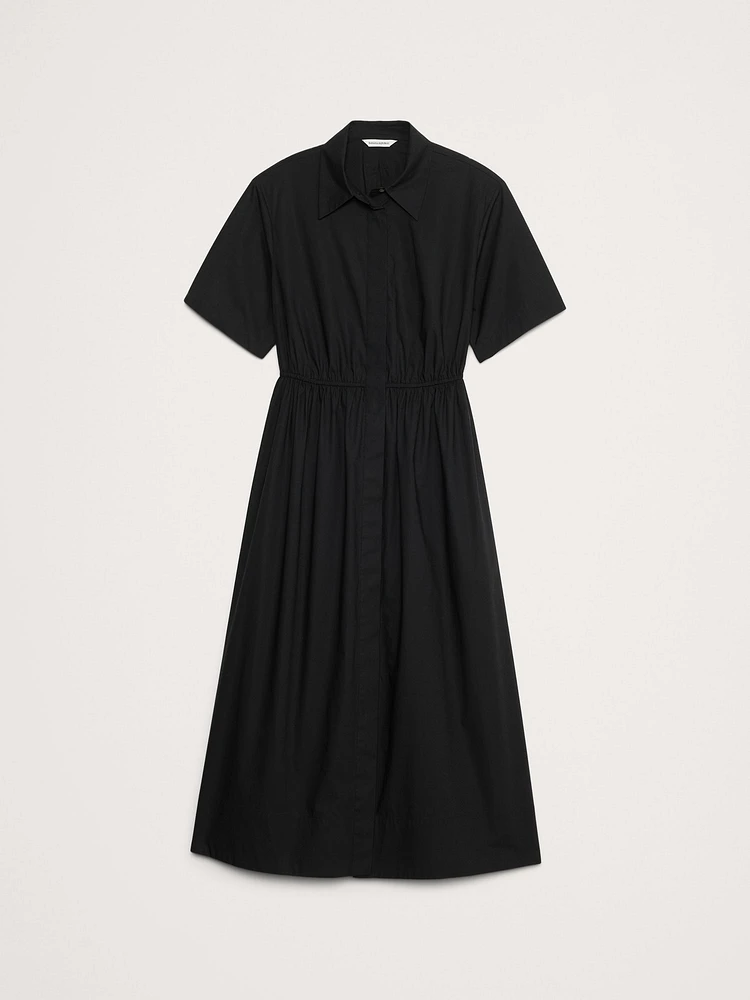 Cotton Poplin Open-Back Shirt Dress