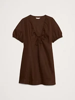 Linen Tie-Front Mini Dress