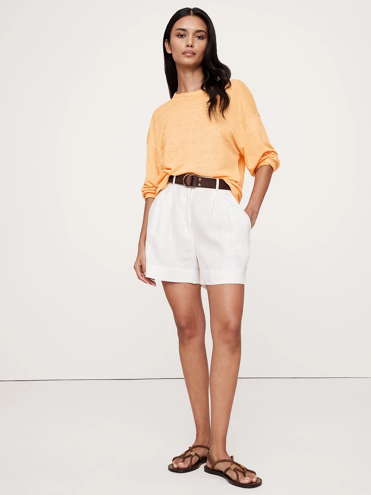 Linen Long-Sleeve Dolman T-Shirt