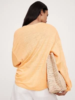 Linen Long-Sleeve Dolman T-Shirt