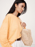 Linen Long-Sleeve Dolman T-Shirt