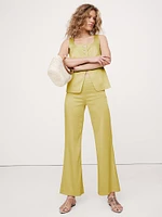 Mid-Rise Kick-Flare Satin Ankle Pant