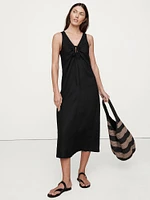Linen Keyhole Midi Dress