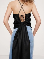 Linen High-Low Open-Back Tank