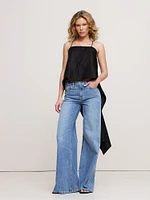 Linen High-Low Open-Back Tank