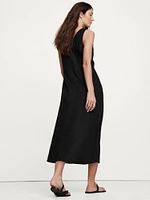 Linen Keyhole Midi Dress