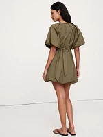 Cotton Poplin Bubble-Hem Mini Dress