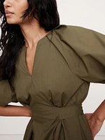 Cotton Poplin Bubble-Hem Mini Dress