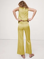 Mid-Rise Kick-Flare Satin Ankle Pant