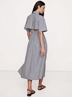Cotton Poplin Open-Back Shirt Dress