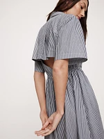 Cotton Poplin Open-Back Shirt Dress