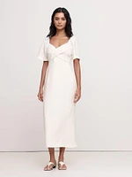 Linen Sweetheart Long Midi Dress