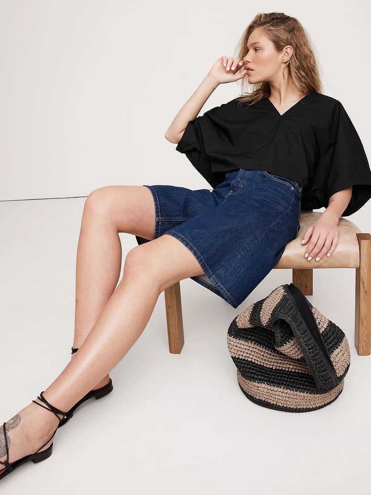 Oversized Cotton Poplin Cropped Top