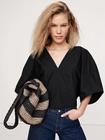 Oversized Cotton Poplin Cropped Top