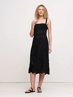 Eyelet Linen Midi Dress