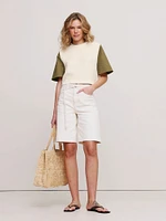 Cotton Mixed-Media Crop Top