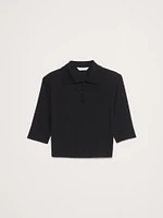 Airy Cotton Crepe Cropped Polo