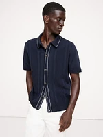 Ribbed-Stripe Cotton Resort Shirt
